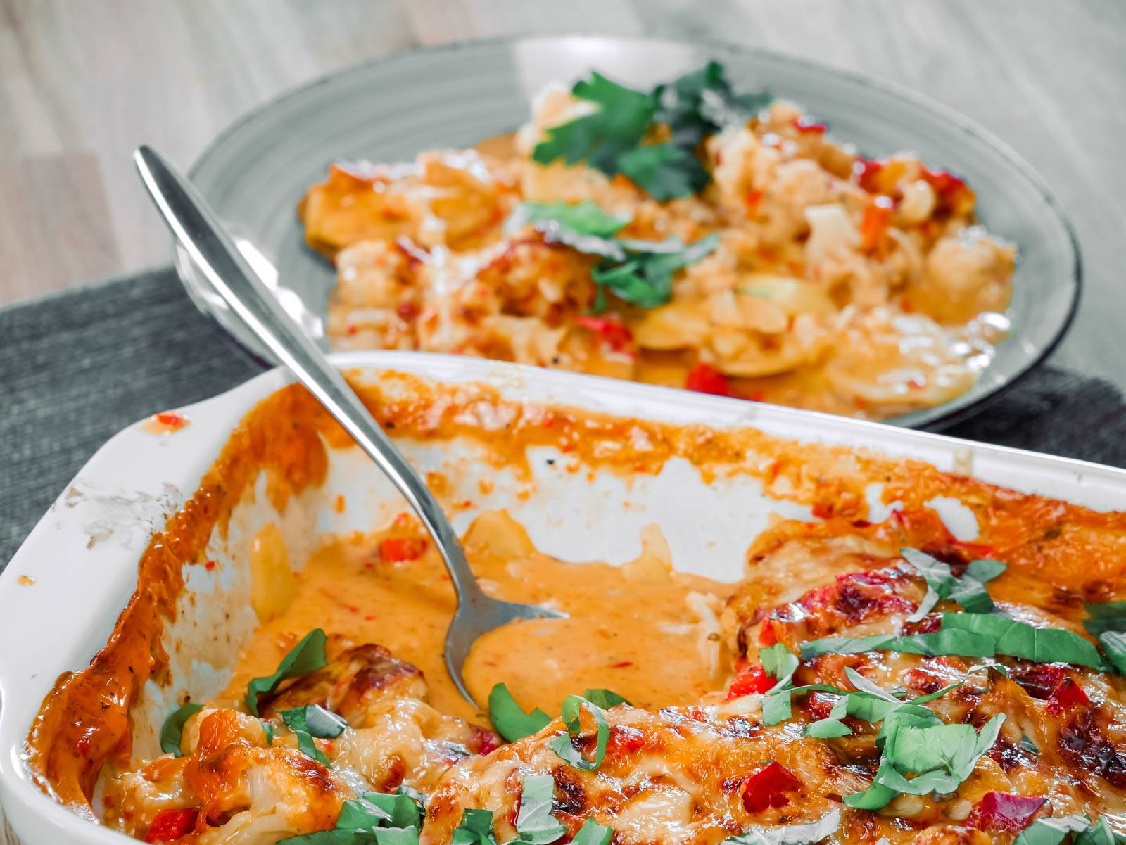 blumenkohlauflauf mit kartoffeln und käse überbacken