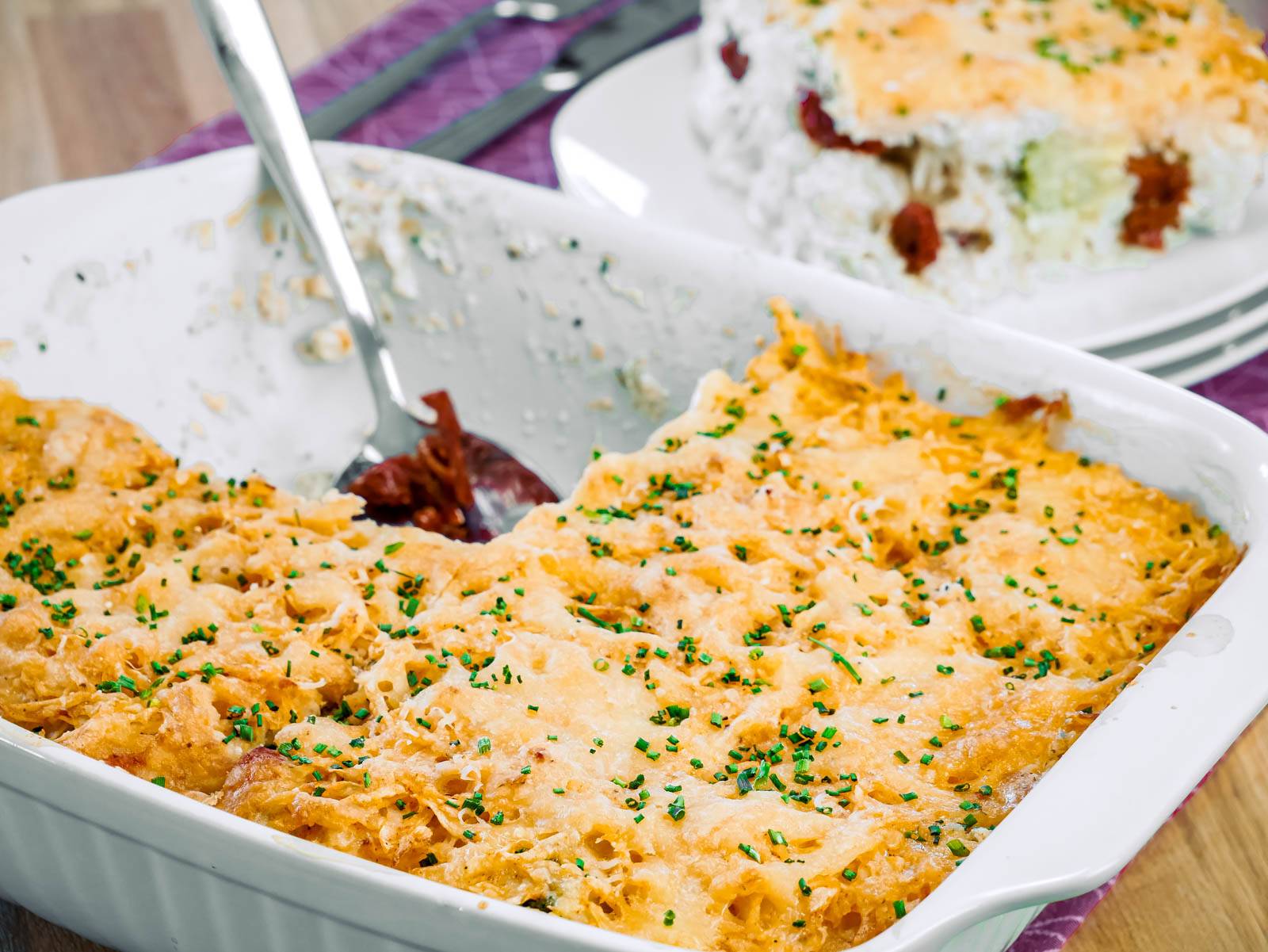 blumenkohlauflauf mit kartoffeln und käse überbacken