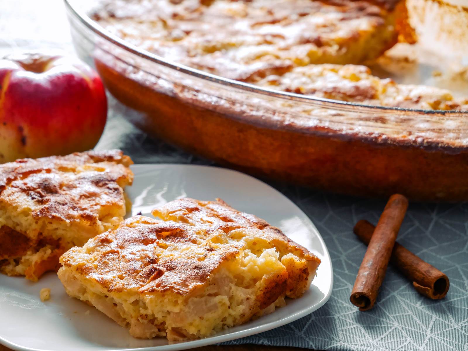 apfel-quark-auflauf mit vanillepudding