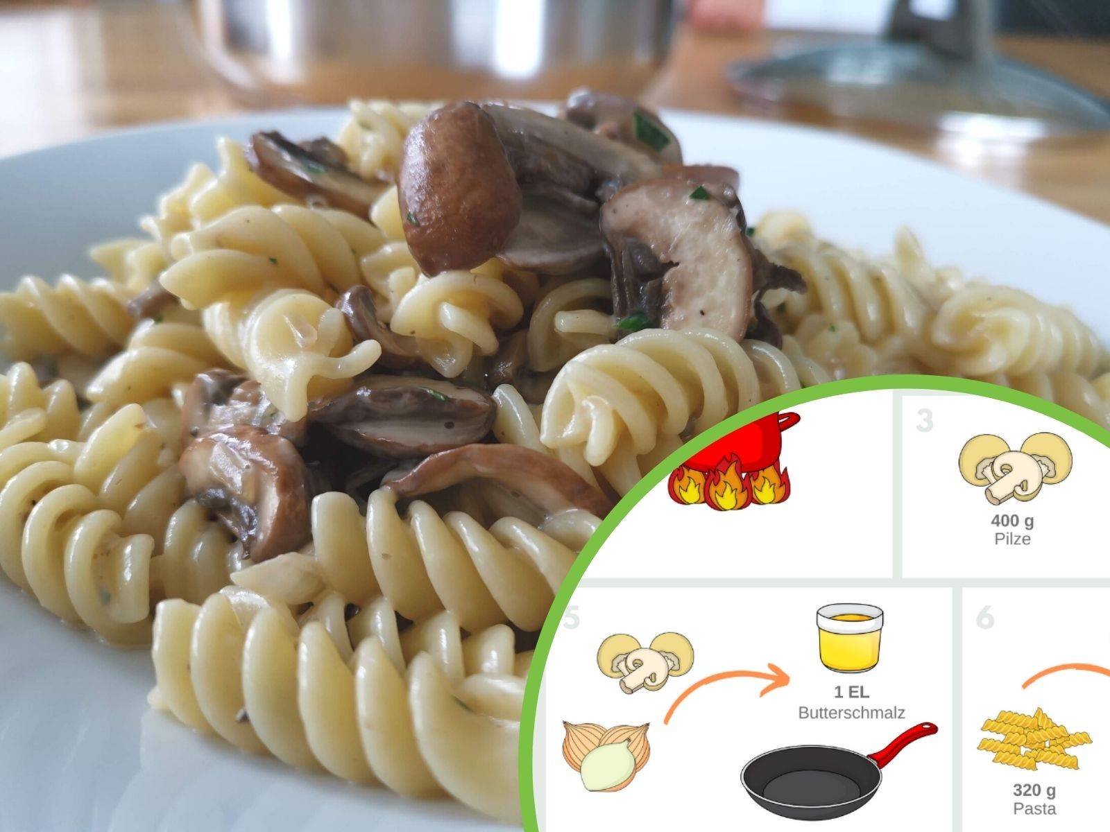 Vorschaubild Sketchrezept für Blitz Pilz-Creme-Pasta Vorschaubild Sketchrezept für Blitz Pilz-Creme-Pasta